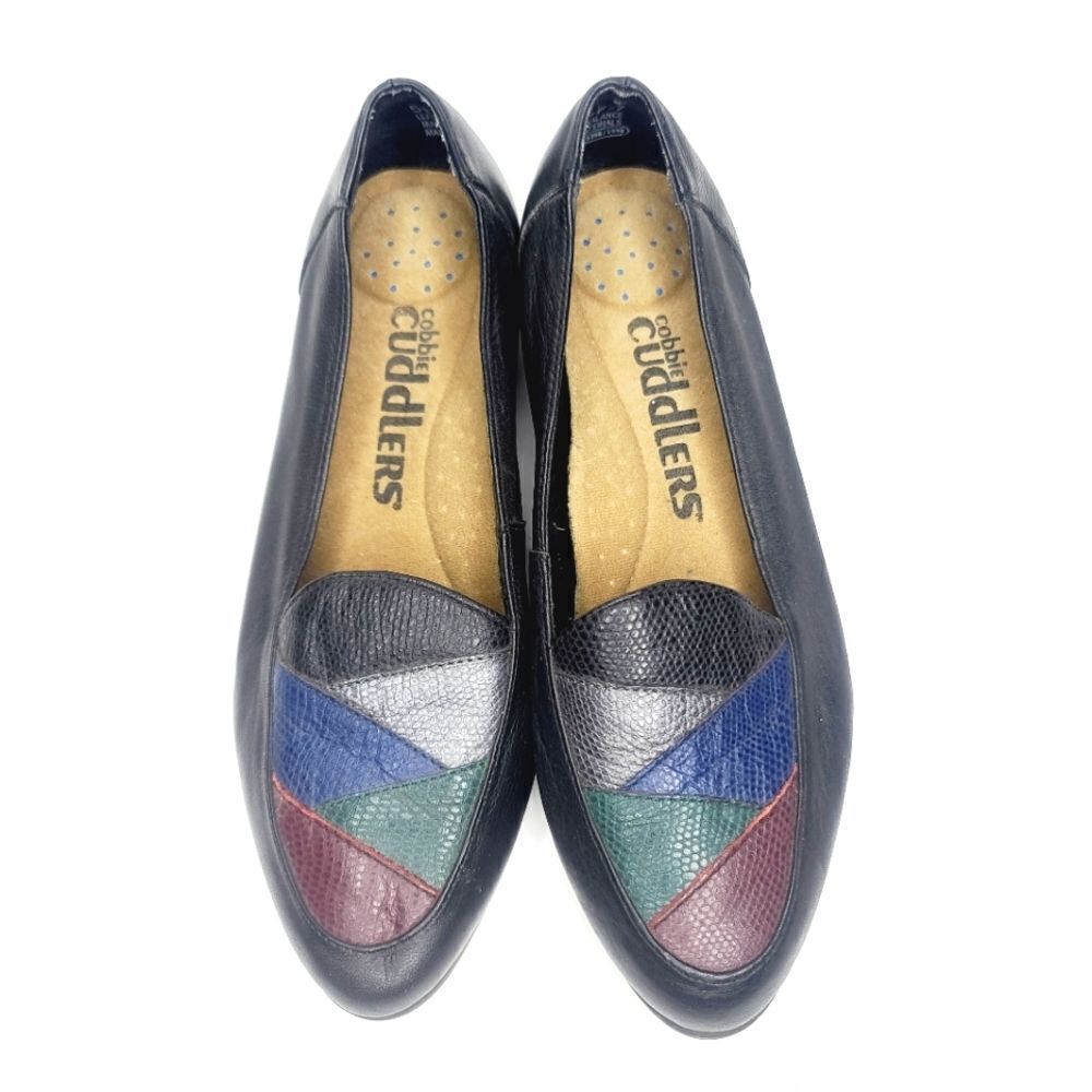 Vintage 90s Colorblock Python Leather Loafers size 5 1/2